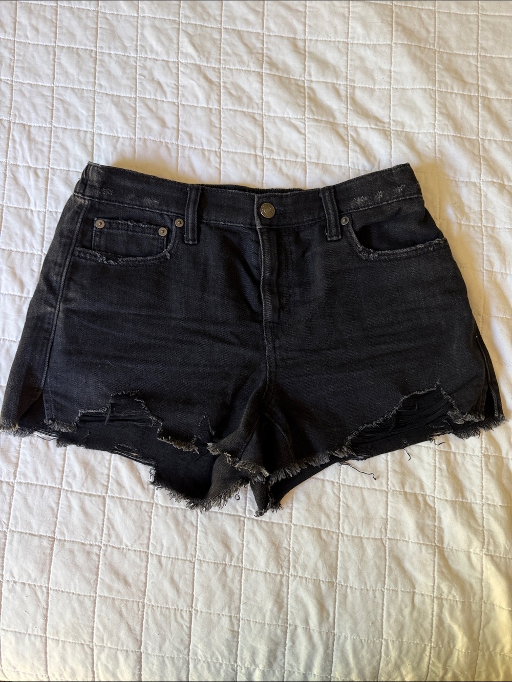 Aerie Black Distressed Women's Denim Jean Shorts